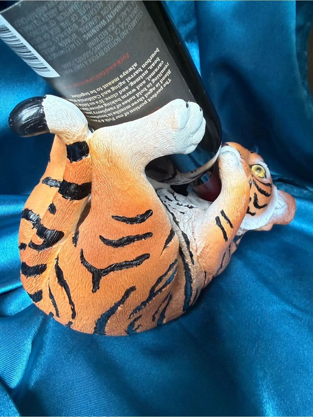 Orange Tiger Ceramic Wine Bottle Holder - Playful Kitchen Accent